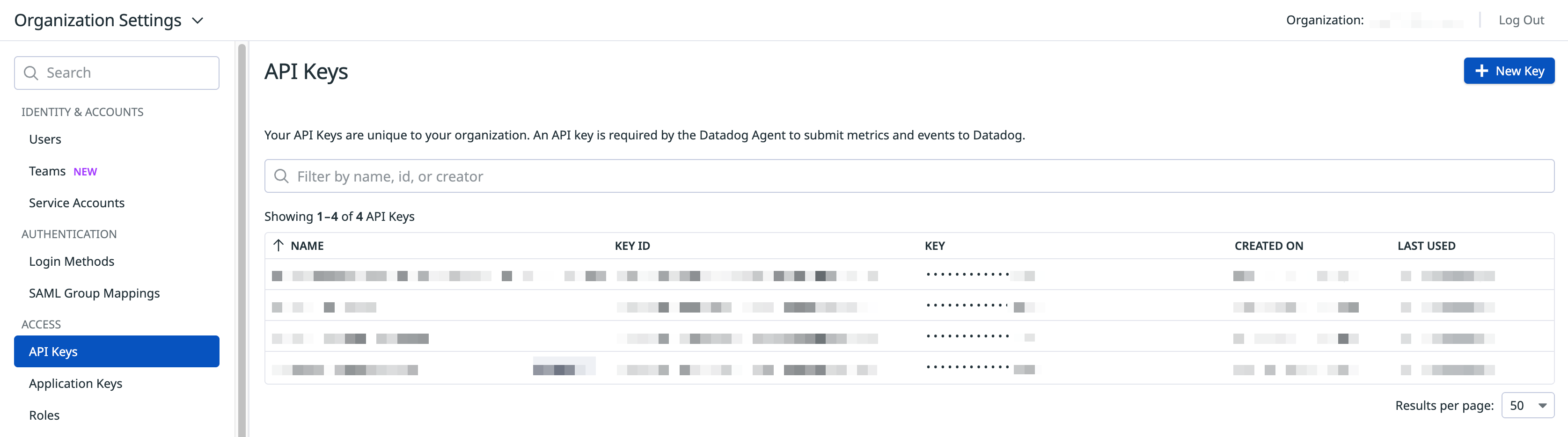 Create Datadog API key