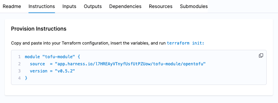 Registered module instructions